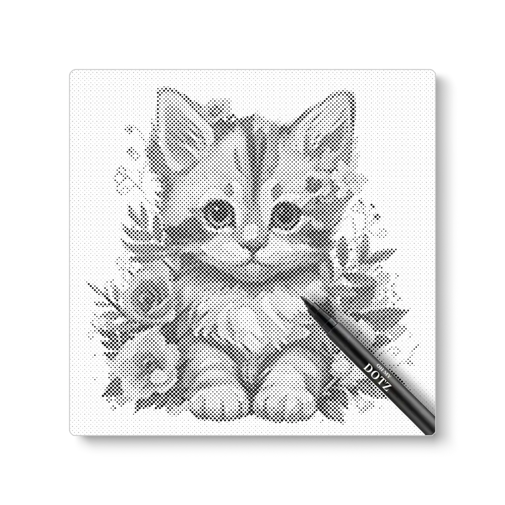 Kitten with flowers | Dot painting-Oh My Dotz-Dot painting